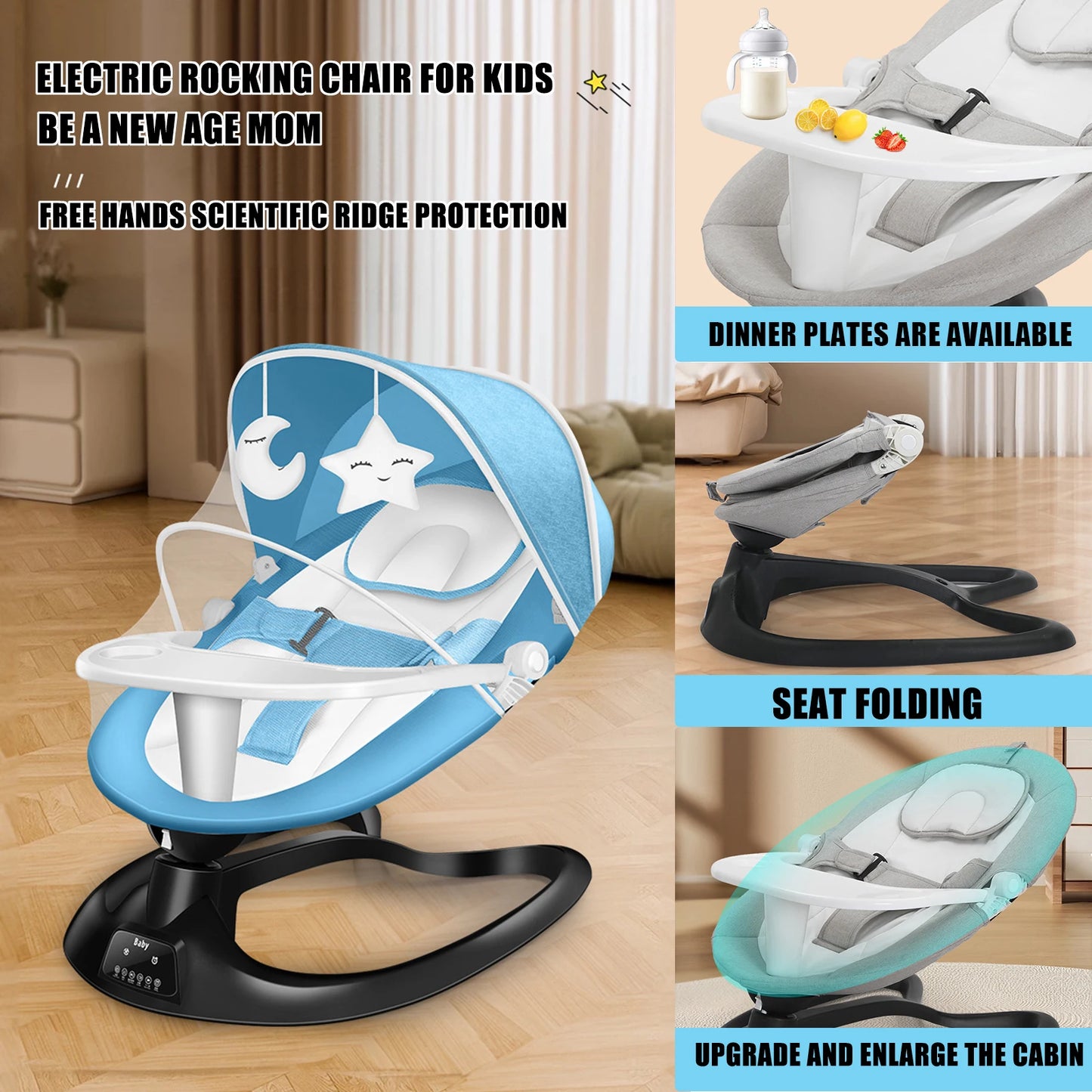 đ¶ Berceau Ălectrique Bluetooth pour BĂ©bĂ© â Balancelle Multifonction avec Filet Anti - Moustique & Musique â JusquâĂ 10 kgâą - PlanĂšte bĂ©bĂ©