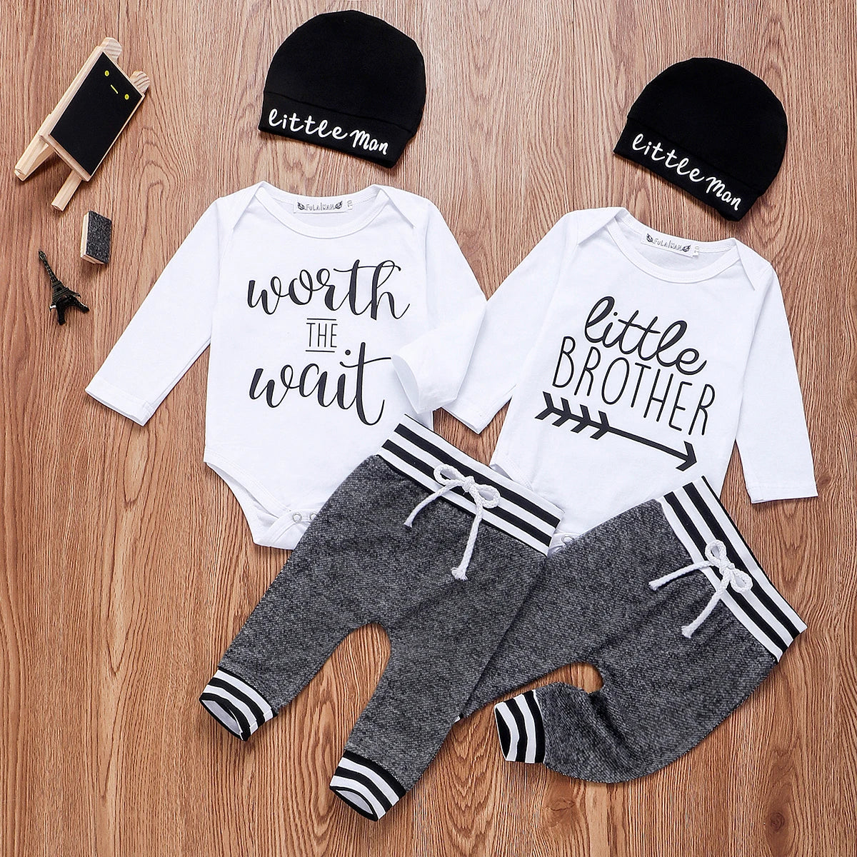 đ¶ Ensemble 3 PiĂšces BĂ©bĂ© Garçon â Body Ă Manches Longues + Pantalon + Bonnet â 0 Ă 18 Moisâą - PlanĂšte bĂ©bĂ©