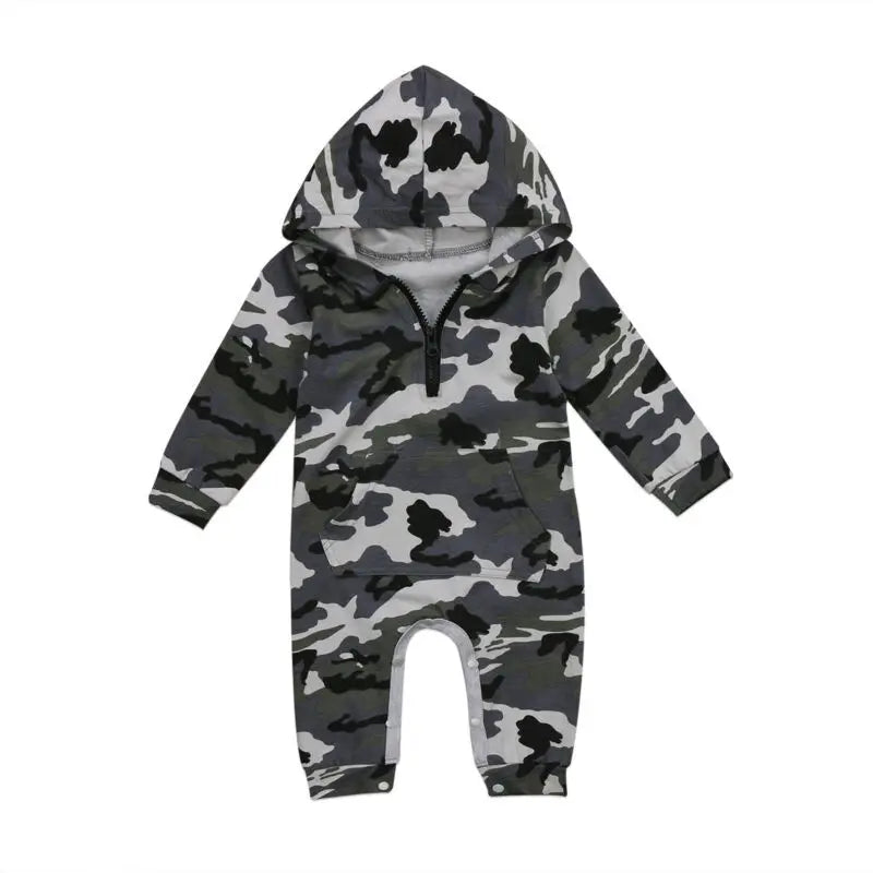 đ§ąđȘ Combinaison BĂ©bĂ© Camouflage Ă Capuche â Coton Doux â Manches Longues â 0 Ă 24 Moisâą - PlanĂšte bĂ©bĂ©