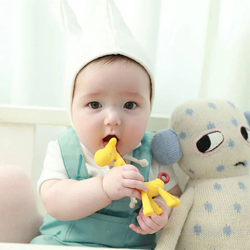 đŠđ Anneau de Dentition Girafe â Silicone Alimentaire â Jouet de Dentition Mignon pour BĂ©bĂ©âą