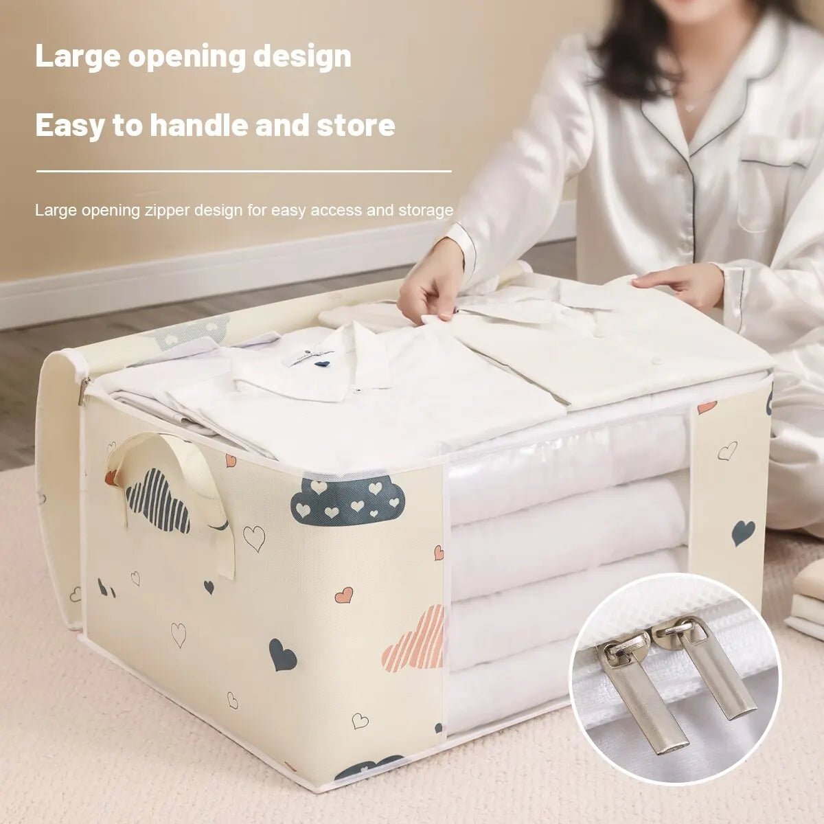 đ§ł Grand Sac de Rangement Pliable â Organiseur pour VĂȘtements, Couvertures & Literie â PoignĂ©es RenforcĂ©es + Fermeture Ăclair Robusteâą - PlanĂšte bĂ©bĂ©