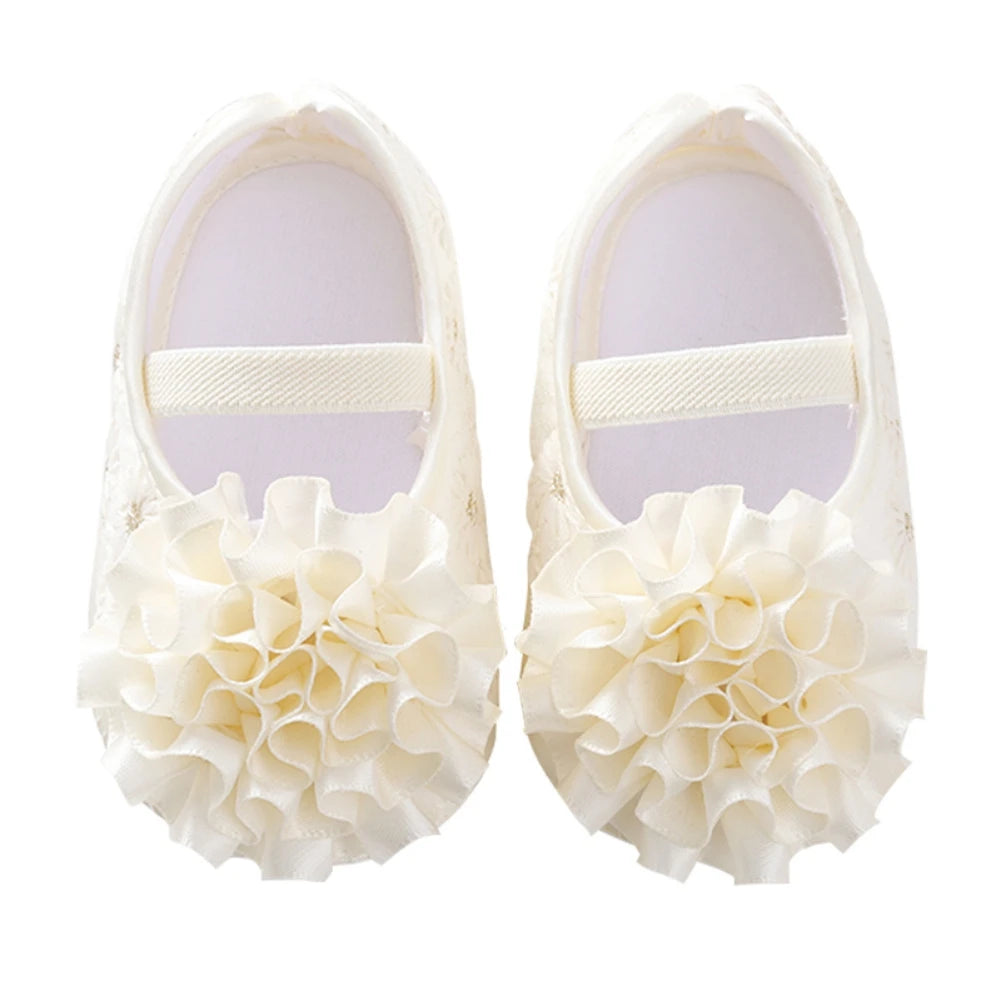 đŁđ Chaussures BaptĂȘme BĂ©bĂ© Fille + Bandeau â Ensemble Dentelle Fleurie â Souples & Respirantes â 0 Ă 12 Moisâą