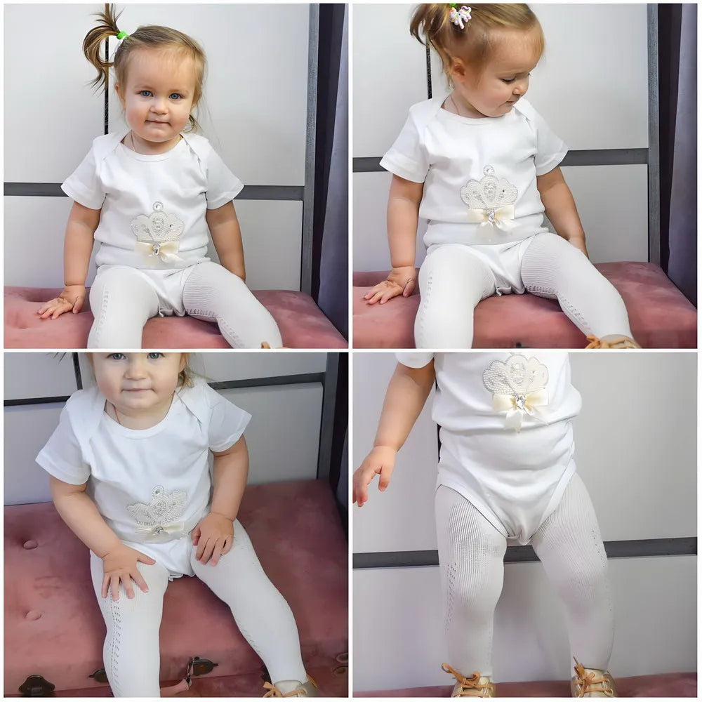 đ¶ Combinaison BĂ©bĂ© Unisexe Blanche â Motif Couronne Cristal â 3 Ă 24 Moisâą - PlanĂšte bĂ©bĂ©