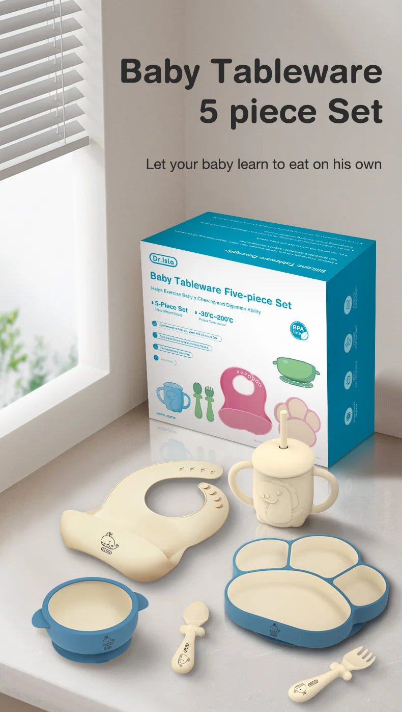 🍽️ Set de Vaisselle pour Enfant 6 Pièces – Dr.isla | Silicone Sans BPA & Design Ludique™ - Planète bébé