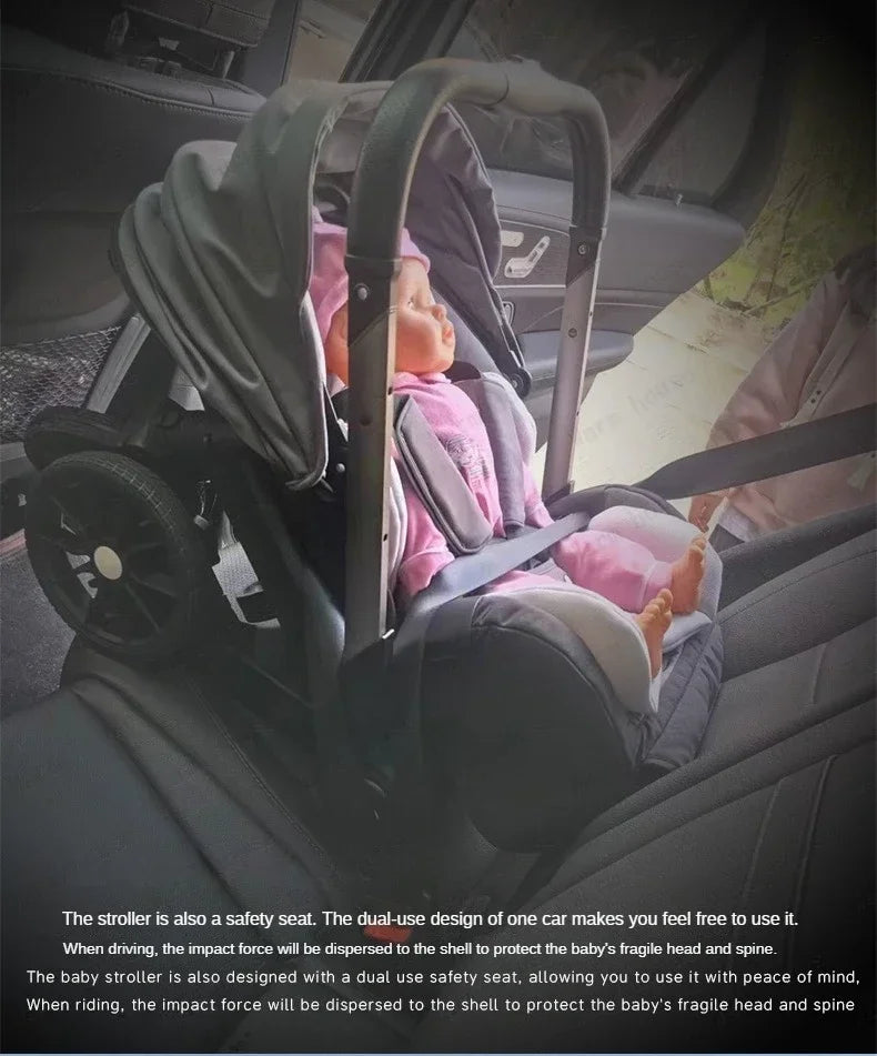 Poussette Bébé 4 en 1 Haute Vue – Pliable