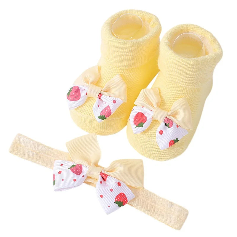 Baby Girl Headbands Socks 2Pcs/Set Sweet Cute Bow Newborn Baby Headband Elasitc Hair Bands Hair Accessories Xmas Gift™ - Planète bébé
