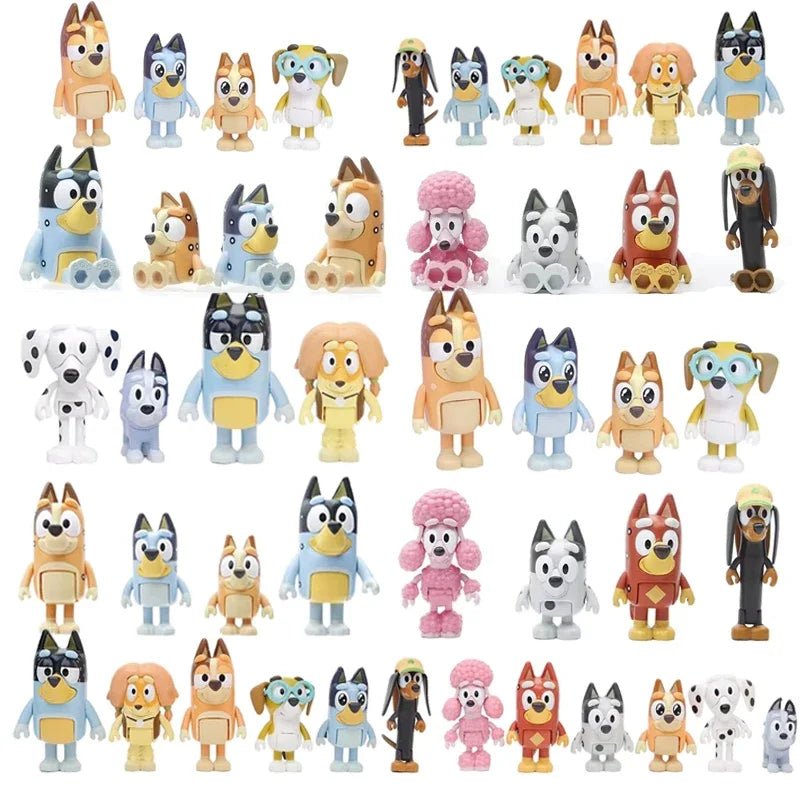 Figurines The Bluey Family – Set 8 ou 12 Pièces – Jouets de Dessin Animé Bleu – Cadeau Anniversaire ou Noël Enfant™ - Planète bébé