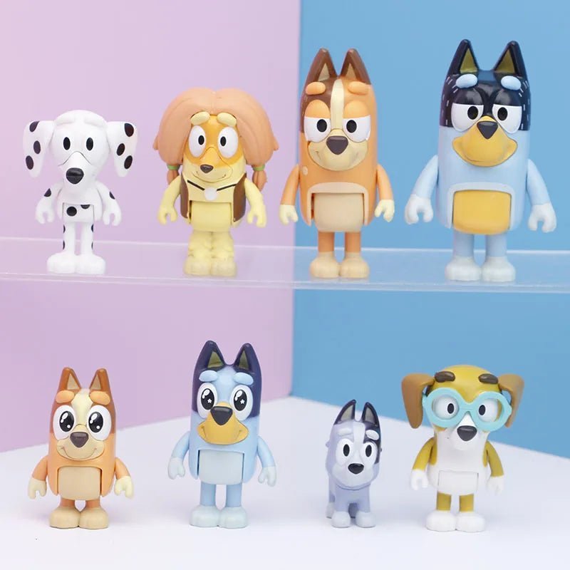 Figurines The Bluey Family – Set 8 ou 12 Pièces – Jouets de Dessin Animé Bleu – Cadeau Anniversaire ou Noël Enfant™ - Planète bébé