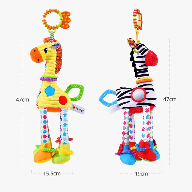 Soft Giraffe Zebra Animal Handbells Rattles Plush Infant Baby Development Handle Toys WIth Teether Baby Toy For Newborn Gifts™