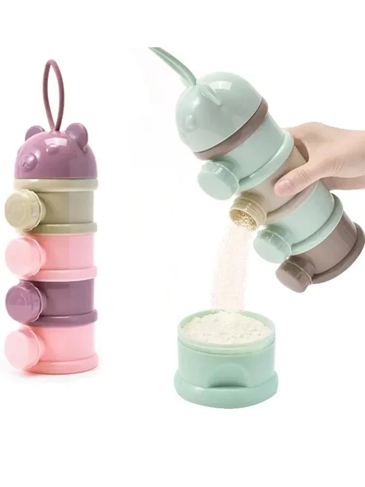 🍼 Boîte Doseuse de Lait en Poudre 4 Couches – Style Ourson | Portable & Pratique™ - Planète bébé