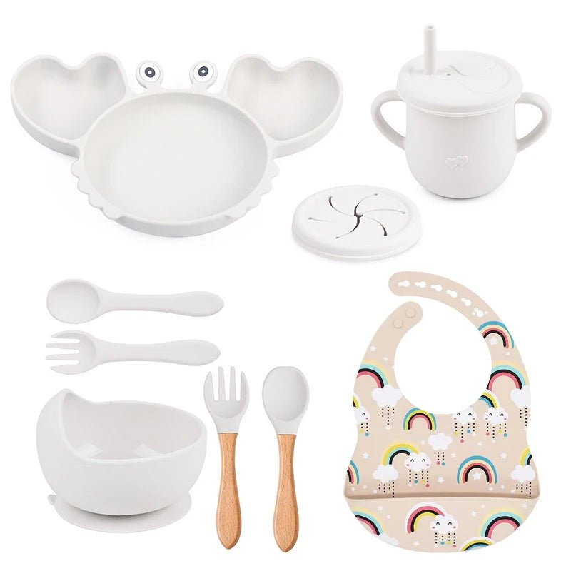 🍽️ Set de Vaisselle Bébé 9 Pièces en Silicone – Antidérapant & Sans BPA™ - Planète bébé