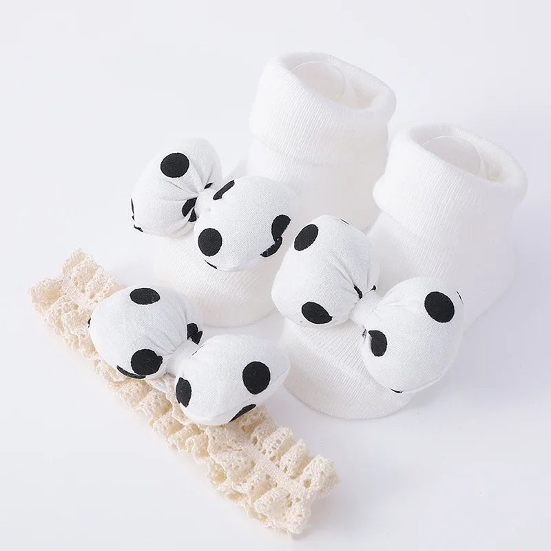Baby Girl Headbands Socks 2Pcs/Set Sweet Cute Bow Newborn Baby Headband Elasitc Hair Bands Hair Accessories Xmas Gift™ - Planète bébé