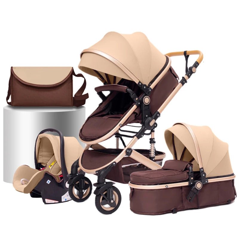 Poussette Bébé 3 en 1 Haute Vue – Pliable & Confortable - Planète bébé