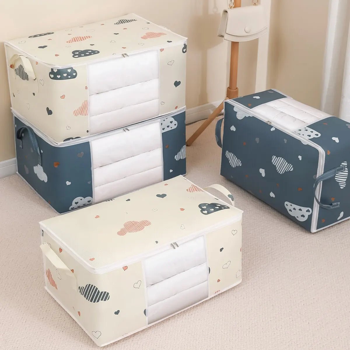 đ§ł Grand Sac de Rangement Pliable â Organiseur pour VĂȘtements, Couvertures & Literie â PoignĂ©es RenforcĂ©es + Fermeture Ăclair Robusteâą - PlanĂšte bĂ©bĂ©