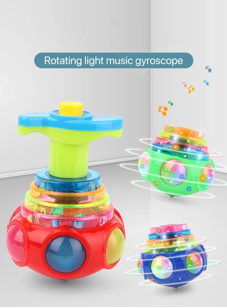 🔮 Gyroscope Musical Lumineux – Toupie Tournante avec Lumières LED & Musique – Couleur Aléatoire™ - Planète bébé
