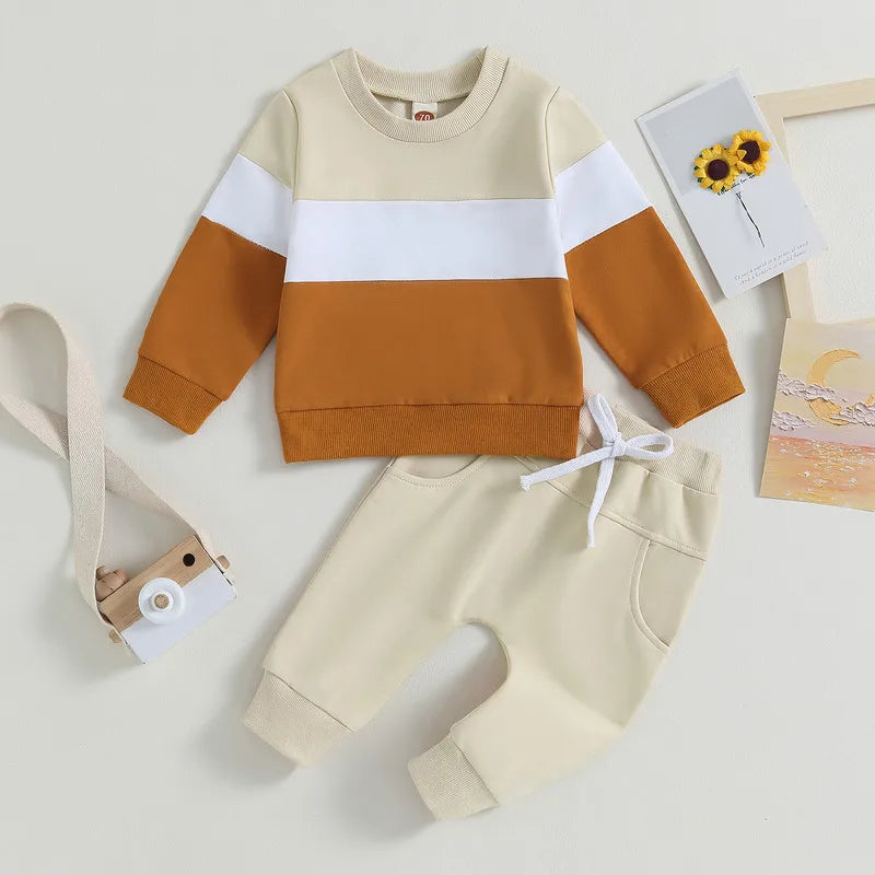 🧸🧥 Ensemble Bébé Garçon 2 Pièces – Sweat à Manches Longues & Pantalon Élastique – Automne – RUEWEY™ - Planète bébé