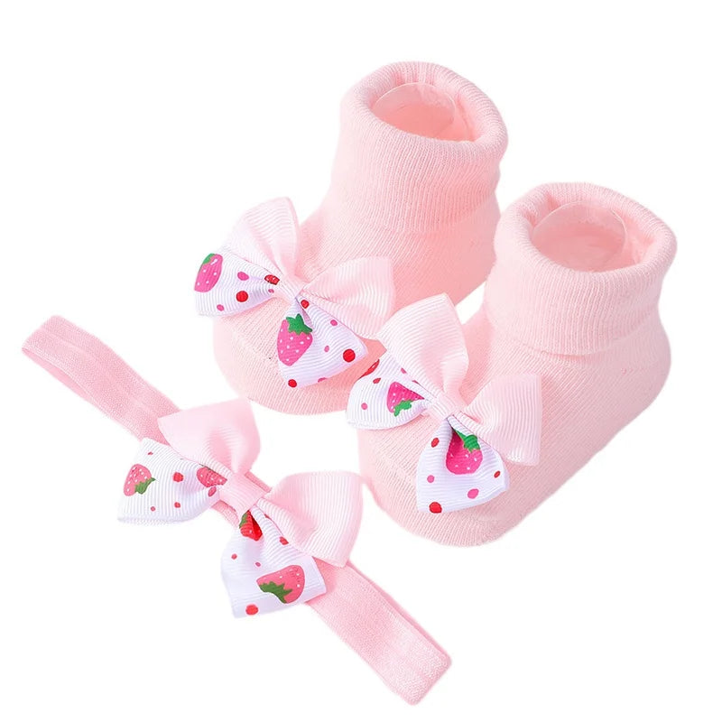 Baby Girl Headbands Socks 2Pcs/Set Sweet Cute Bow Newborn Baby Headband Elasitc Hair Bands Hair Accessories Xmas Gift™ - Planète bébé