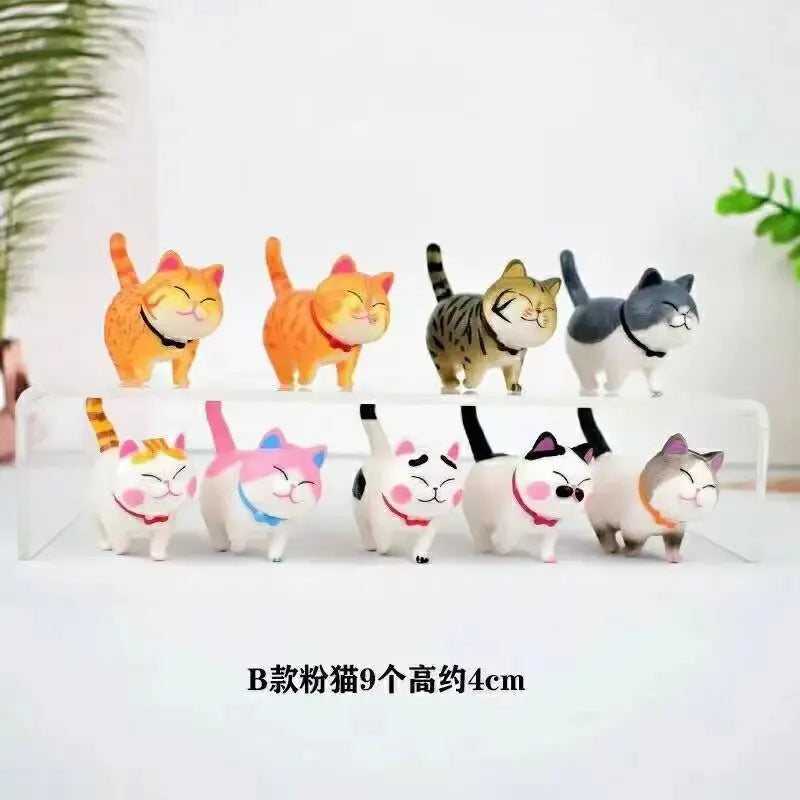 Lot de 9 Figurines Chat Kawaii avec Clochette