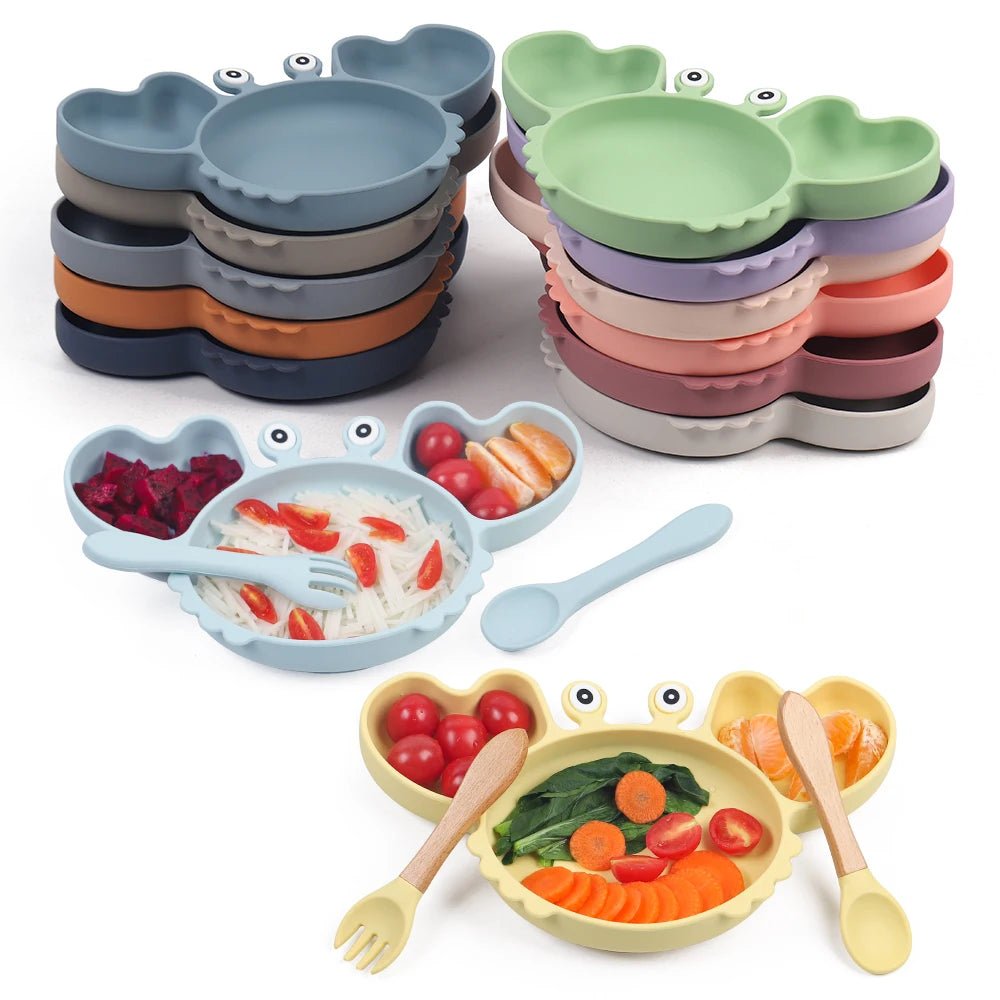 🍽️ Set de Vaisselle Bébé 9 Pièces en Silicone – Antidérapant & Sans BPA™ - Planète bébé