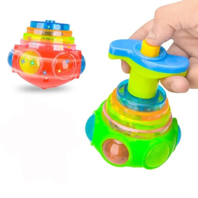 🔮 Gyroscope Musical Lumineux – Toupie Tournante avec Lumières LED & Musique – Couleur Aléatoire™ - Planète bébé