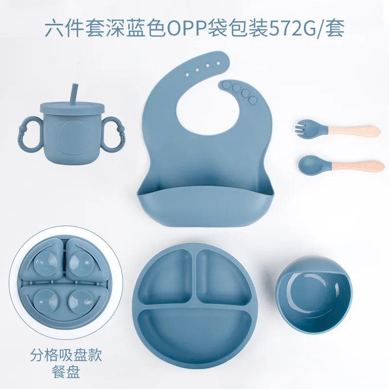 đœïž Set de Vaisselle en Silicone pour BĂ©bĂ© â 8 PiĂšces Ăvolutives et SĂ»resâą