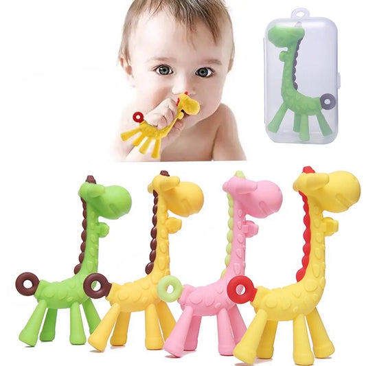🦒💛 Anneau de Dentition Girafe – Silicone Alimentaire – Jouet de Dentition Mignon pour Bébé™ - Planète bébé