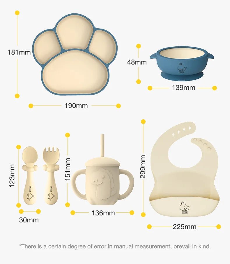 🍽️ Set de Vaisselle pour Enfant 6 Pièces – Dr.isla | Silicone Sans BPA & Design Ludique™ - Planète bébé