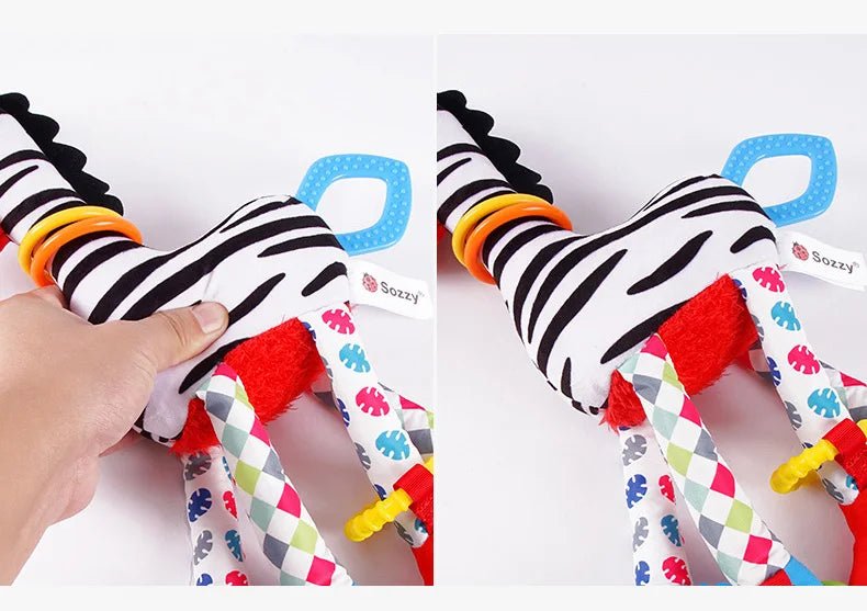 Soft Giraffe Zebra Animal Handbells Rattles Plush Infant Baby Development Handle Toys WIth Teether Baby Toy For Newborn Gifts™ - Planète bébé