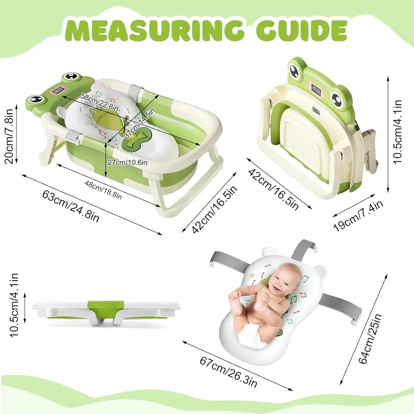 Baignoire Bébé Pliable avec Coussin et Indicateur de Température™