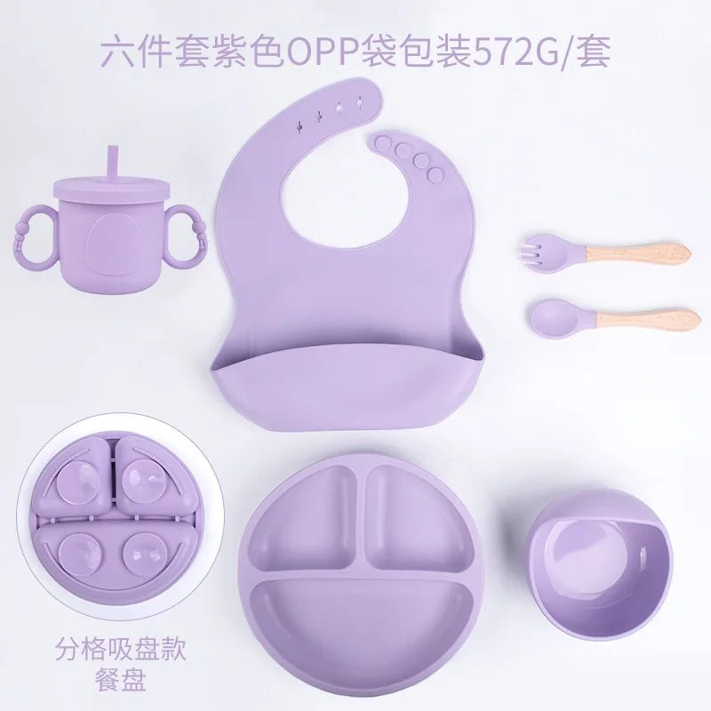 đœïž Set de Vaisselle en Silicone pour BĂ©bĂ© â 8 PiĂšces Ăvolutives et SĂ»resâą - PlanĂšte bĂ©bĂ©