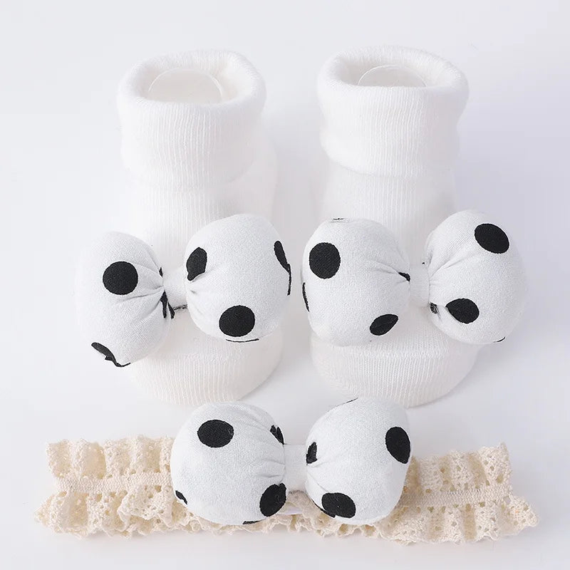 Baby Girl Headbands Socks 2Pcs/Set Sweet Cute Bow Newborn Baby Headband Elasitc Hair Bands Hair Accessories Xmas Gift™ - Planète bébé