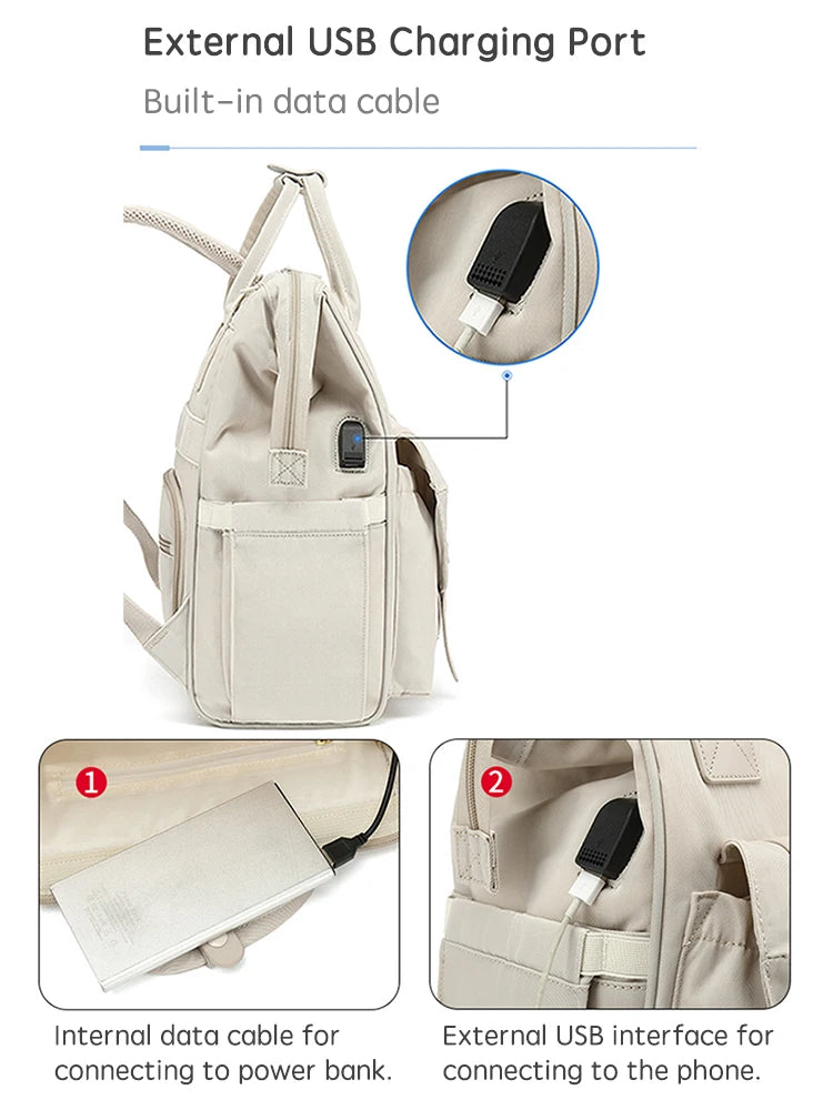 Sac à Langer PANGDUBE – Sac à Dos Maternité Étanche avec Crochets Poussette™