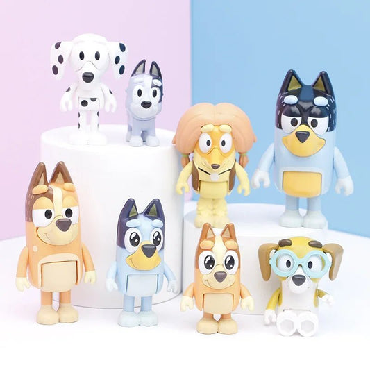 Figurines The Bluey Family – Set 8 ou 12 Pièces – Jouets de Dessin Animé Bleu – Cadeau Anniversaire ou Noël Enfant™ - Planète bébé