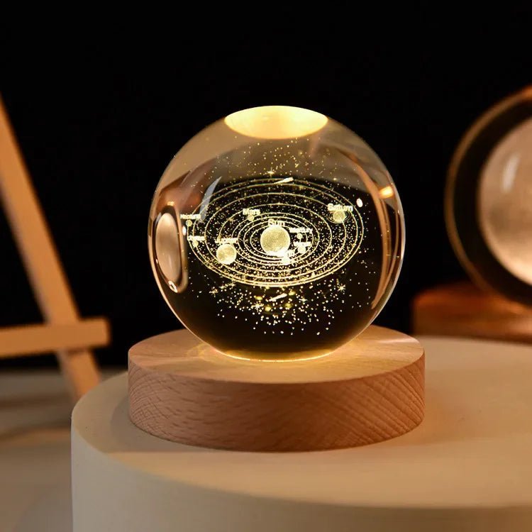 🌌 Lampe de Nuit Cristal 3D Galaxie – Lune & Planètes – USB LED – Déco Cadeau Unique™ - Planète bébé