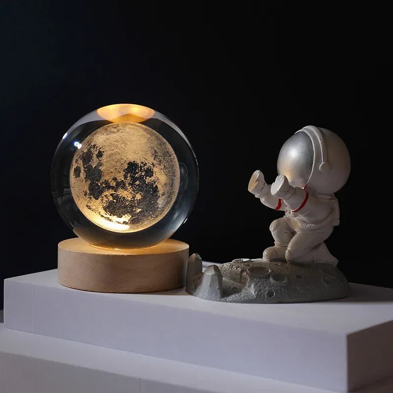 🌌 Lampe de Nuit Cristal 3D Galaxie – Lune & Planètes – USB LED – Déco Cadeau Unique™ - Planète bébé