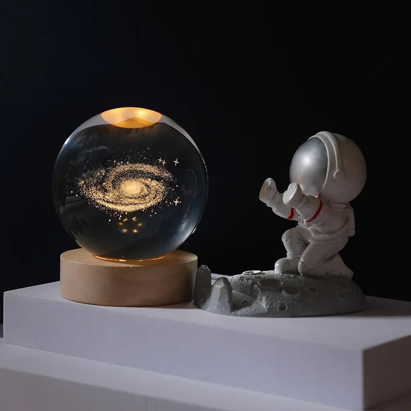 🌌 Lampe de Nuit Cristal 3D Galaxie – Lune & Planètes – USB LED – Déco Cadeau Unique™ - Planète bébé
