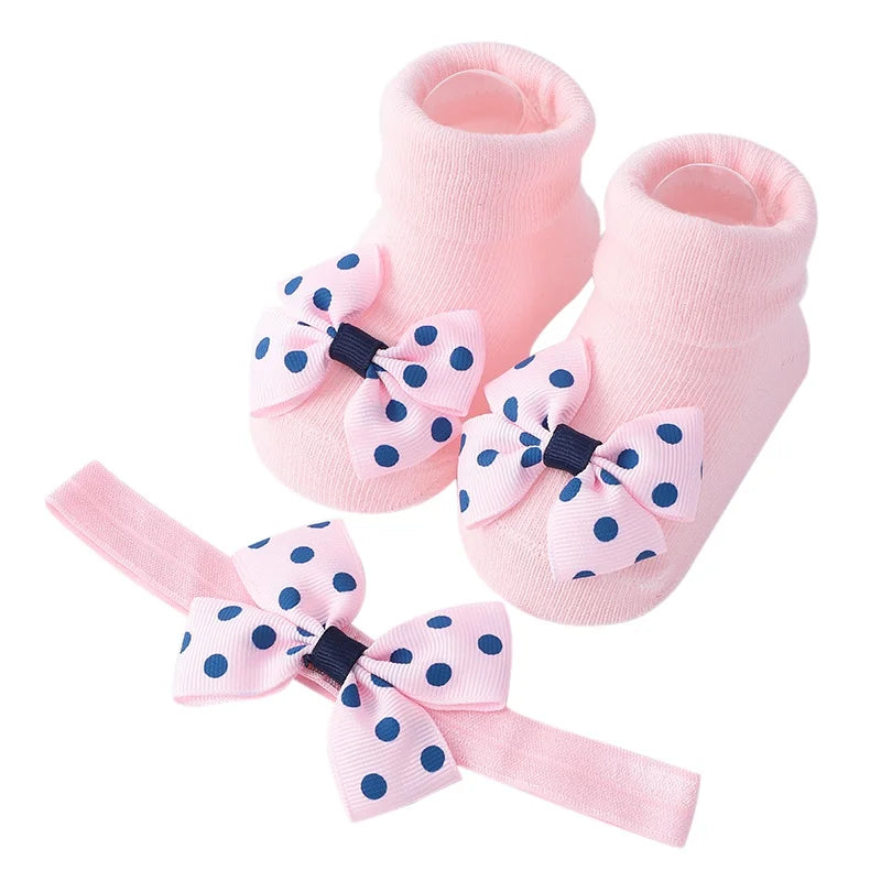 Baby Girl Headbands Socks 2Pcs/Set Sweet Cute Bow Newborn Baby Headband Elasitc Hair Bands Hair Accessories Xmas Gift™ - Planète bébé