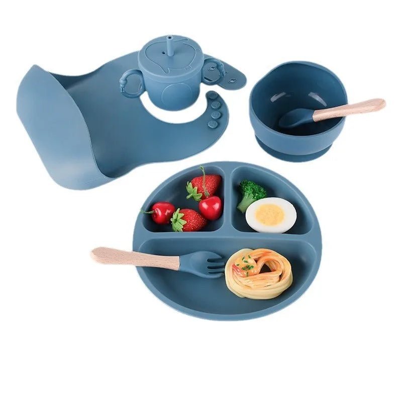 đœïž Set de Vaisselle en Silicone pour BĂ©bĂ© â 8 PiĂšces Ăvolutives et SĂ»resâą - PlanĂšte bĂ©bĂ©