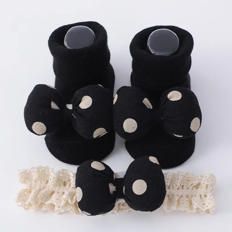 Baby Girl Headbands Socks 2Pcs/Set Sweet Cute Bow Newborn Baby Headband Elasitc Hair Bands Hair Accessories Xmas Gift™ - Planète bébé
