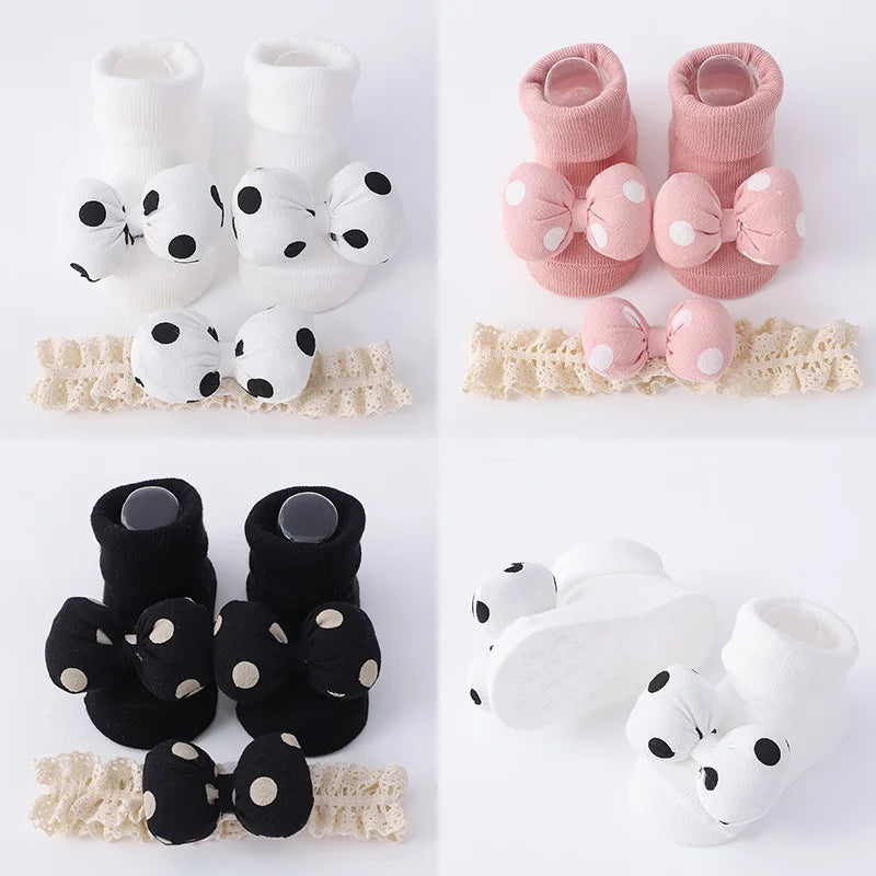 đđ§ŠChaussettes + Bandeau NĆud â Doux & Ălastique â Naissance Ă 12 Moisâą - PlanĂšte bĂ©bĂ©