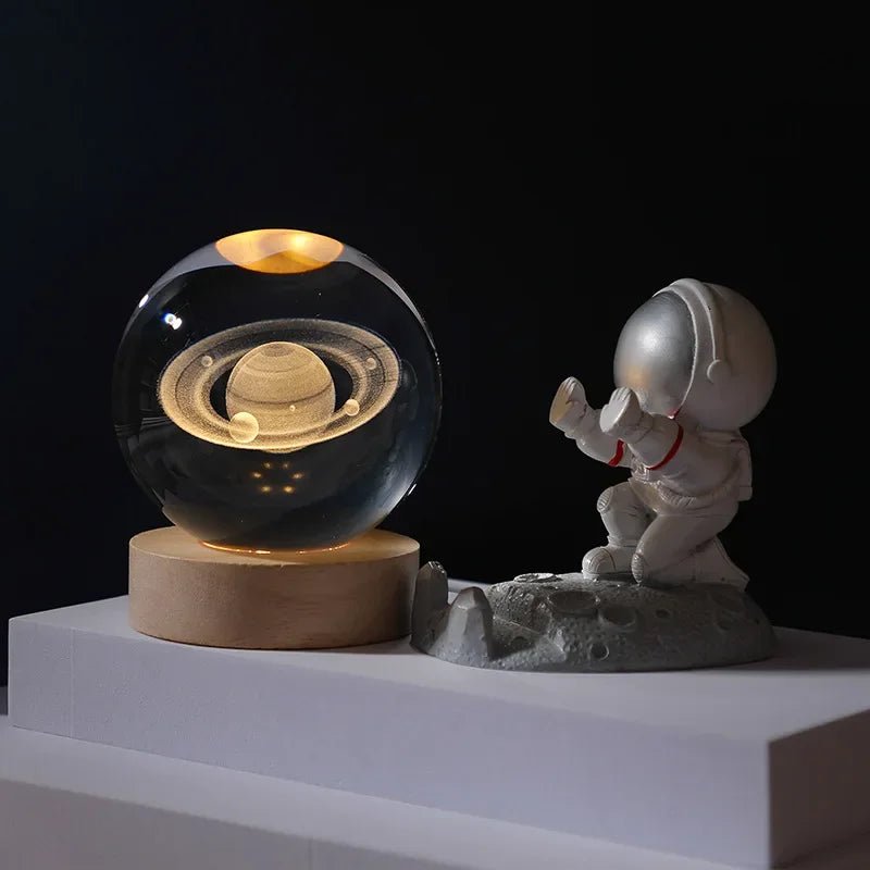 🌌 Lampe de Nuit Cristal 3D Galaxie – Lune & Planètes – USB LED – Déco Cadeau Unique™ - Planète bébé