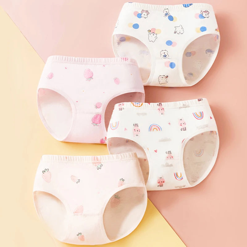 Lot de 4 Culottes Coton Filles – Motifs Cartoon Douces et Confortables™