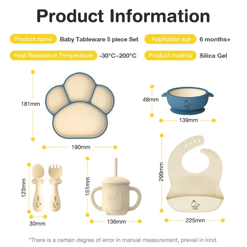 🍽️ Set de Vaisselle pour Enfant 6 Pièces – Dr.isla | Silicone Sans BPA & Design Ludique™ - Planète bébé