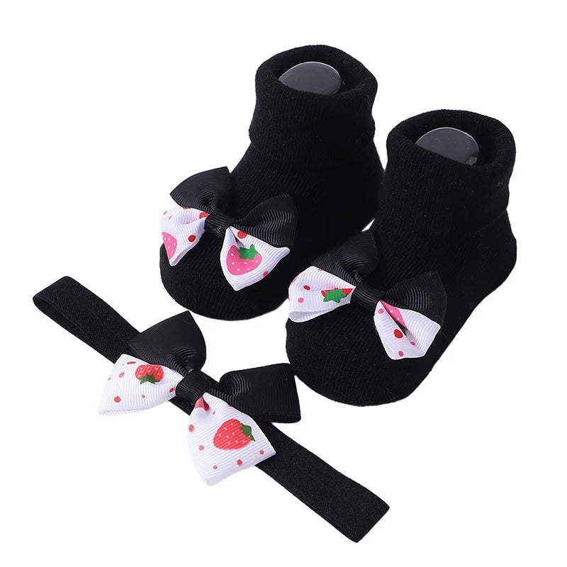 Baby Girl Headbands Socks 2Pcs/Set Sweet Cute Bow Newborn Baby Headband Elasitc Hair Bands Hair Accessories Xmas Gift™ - Planète bébé