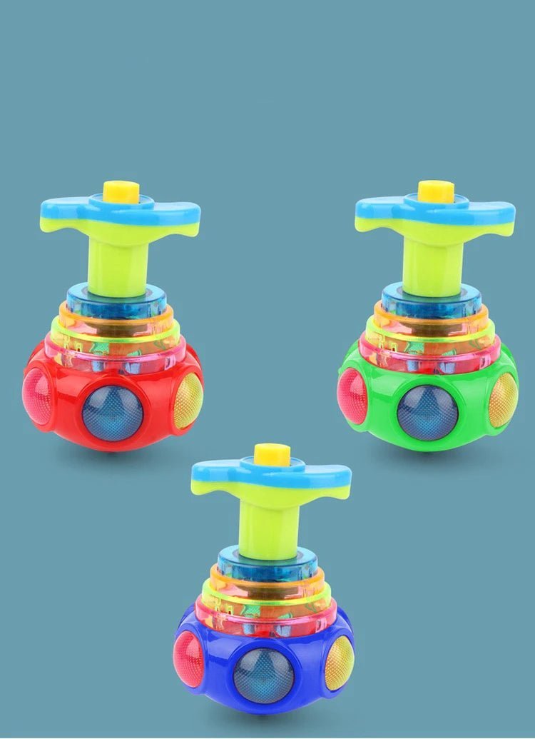 🔮 Gyroscope Musical Lumineux – Toupie Tournante avec Lumières LED & Musique – Couleur Aléatoire™ - Planète bébé