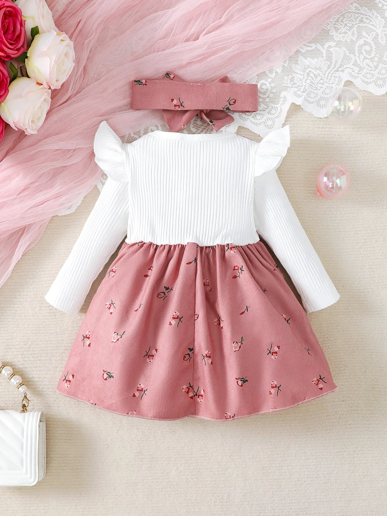 🌸 Robe Princesse Bébé Fille à Fleurs + Bandeau – 2 Pièces Élégance Mioglrie 👑💕™ - Planète bébé