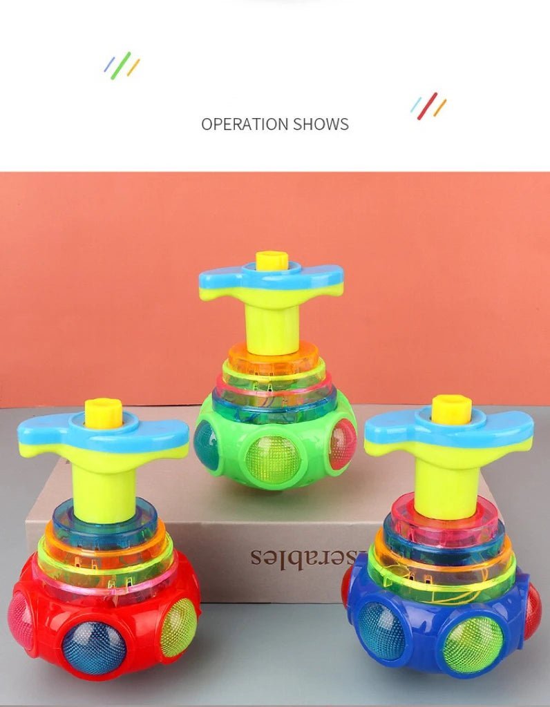🔮 Gyroscope Musical Lumineux – Toupie Tournante avec Lumières LED & Musique – Couleur Aléatoire™ - Planète bébé