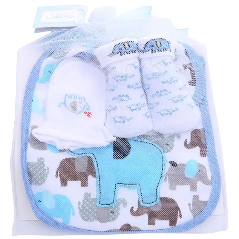 Set Cadeau Bébé – Bavoir, Serviette, Chaussettes et Gants Anti-Griffures™
