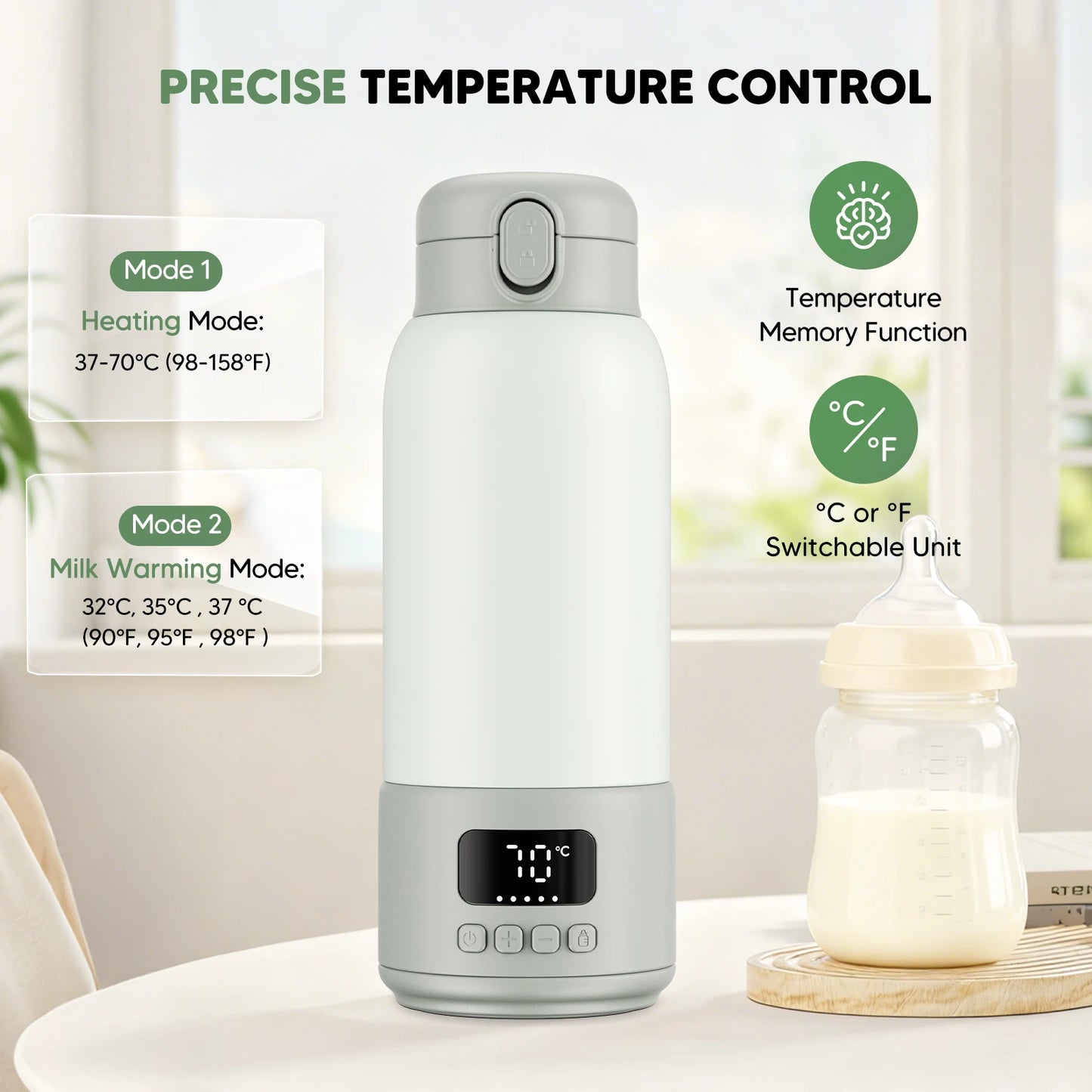 Chauffe-Biberon Portable USB 100W avec Batterie 16000mAh – Chauffe Eau et Lait Instantané 500 ml™
