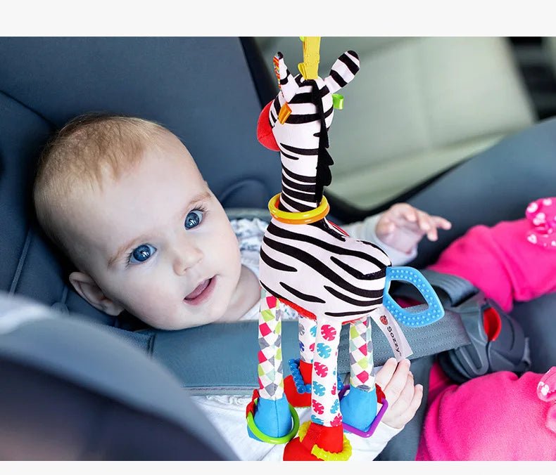 Soft Giraffe Zebra Animal Handbells Rattles Plush Infant Baby Development Handle Toys WIth Teether Baby Toy For Newborn Gifts™ - Planète bébé